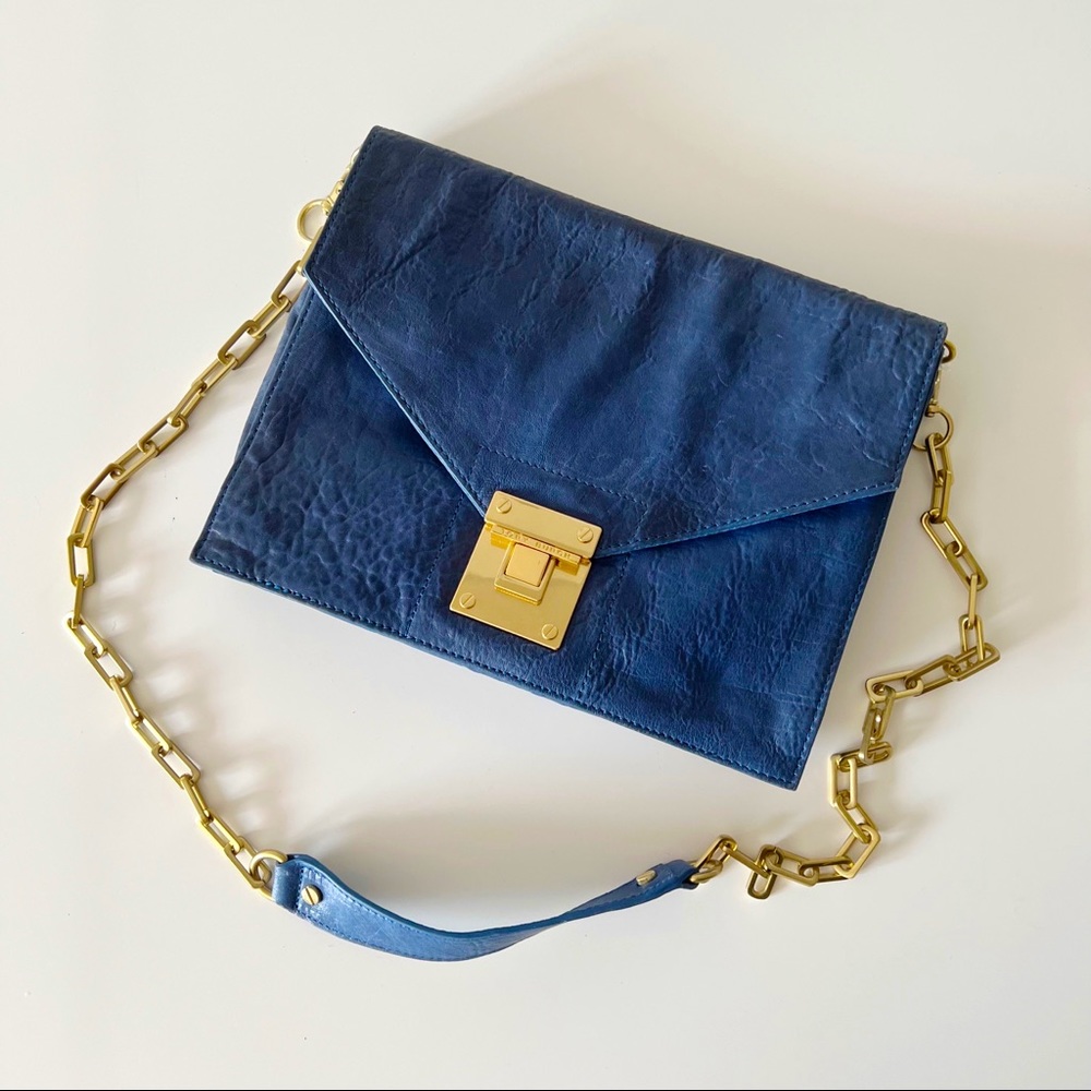 Tory Burch Leather Blue Crossbody with gold hardware